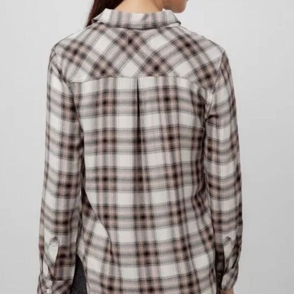 Rails Hunter Size Small Button-Down Ivory Coal Blush Plaid Long Sleeve Shirt - Picture 2 of 12